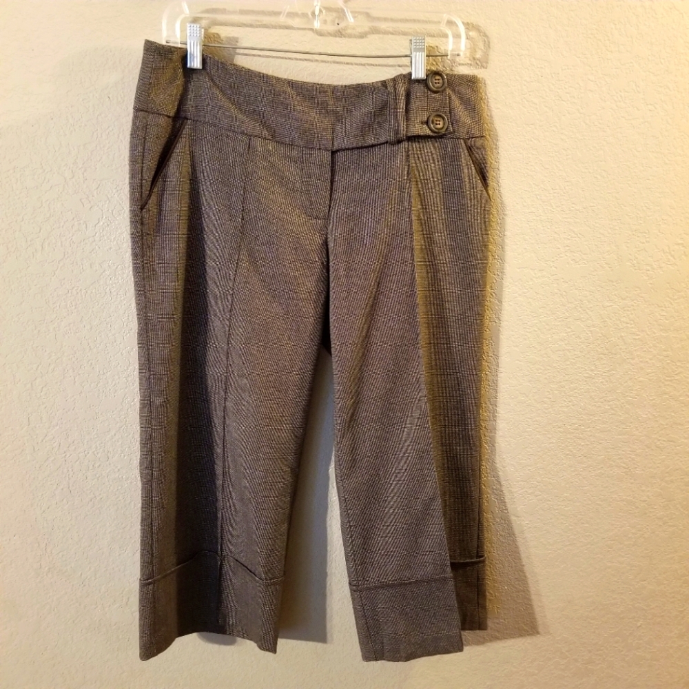 Takara Womens/Junior Black/White Very Small Houndstooth Dress Capri Pants Size 9